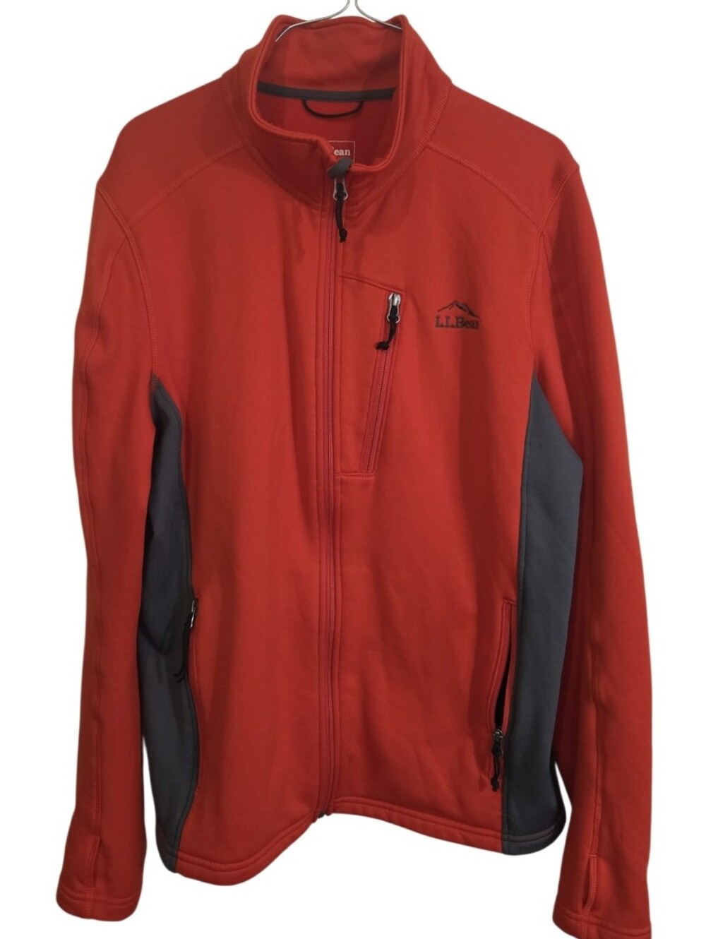 LL Bean Mens Fleece Backed Deep Orange Performance Wear Jacket Size L